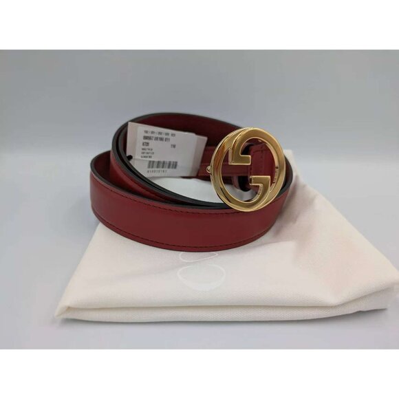 Gucci Women’s Ciny Lux Calfskin W30mm Belt Blondie Red 110cm 690557